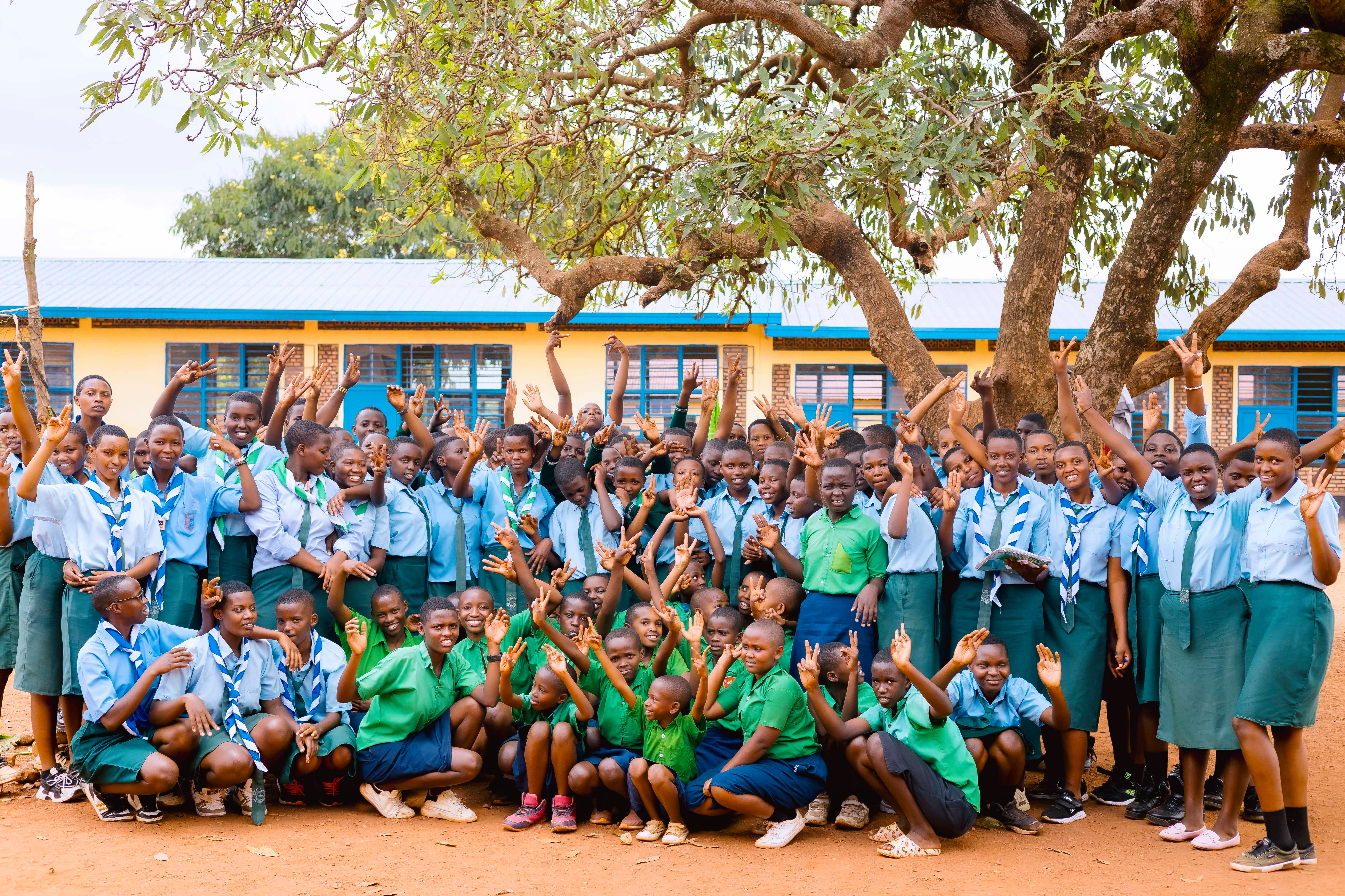 Young Rwandan girls leading climate action activities as part of the GLACC program